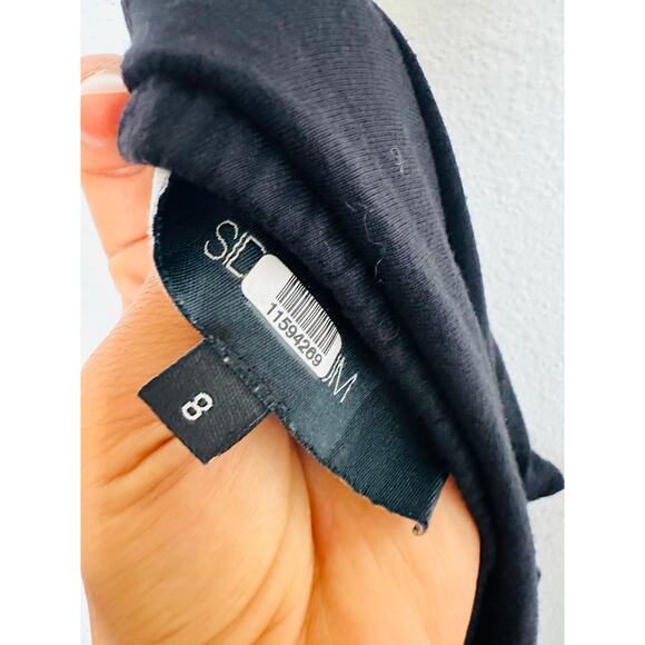 SID NEIGUM Black Cropped One Long Sleeve Asymmetric Party Top size 8 - Picture 4 of 15